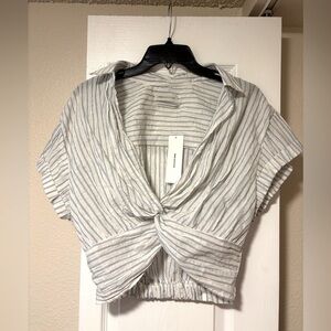 Urban outfitters striped tie-front blouse size L